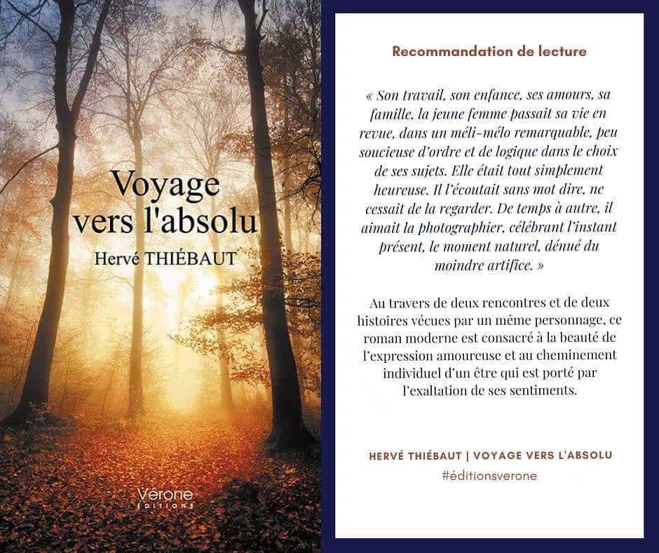 Recommandation de lecture Recommandation de lecture, éditions Vérone, Voyage vers l'absolu, Hervé Thiébaut, 2020